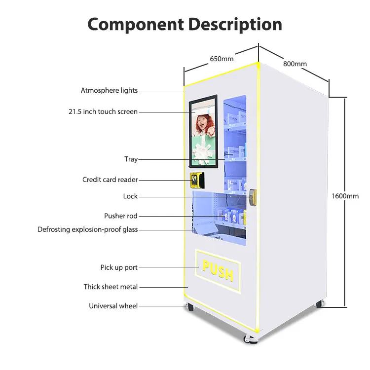 Space-Efficient Vending Machine Pusher Lane Vending Machine with Commercial Display Screen steel vending machine for retail