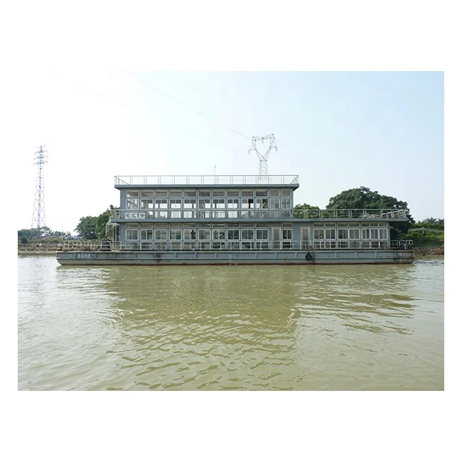 
Second Hand Boat Used Boat 36M Steel Pontoon for Restaurant Steel Barge for Wedding Party Dinning Boat 