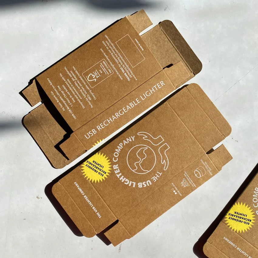 Biodegradable Custom Cardboard Kraft Paper Box For Usb Rechargeable Lighter Packaging