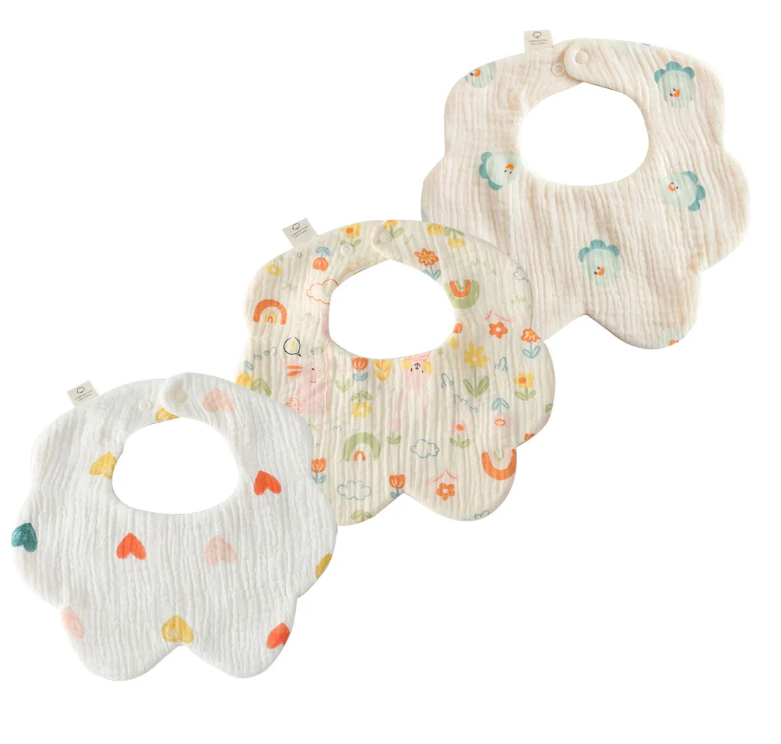Muslin Baby Teething Bibs Lap-shoulder Cloths Bibs Baby Bandana Drool Bibs