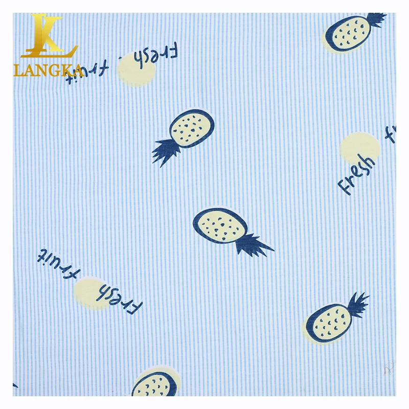 Langka high quality soft 65% cotton 35% poly babies clothes knitted fabric print fabrics