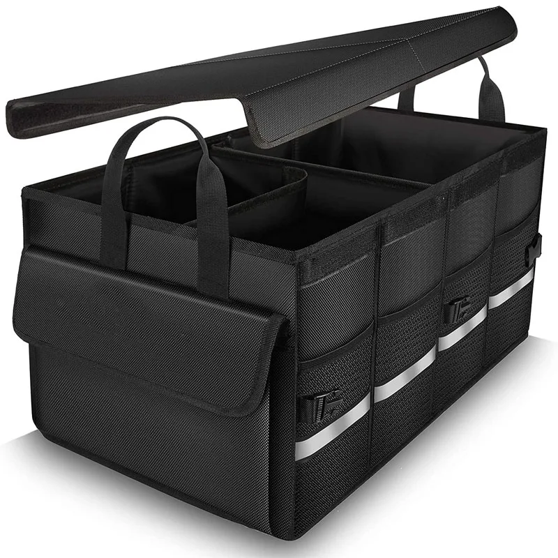 Collapsible Car Trunk Storage Organizer Box with Foldable Lid Durable Cargo Cover