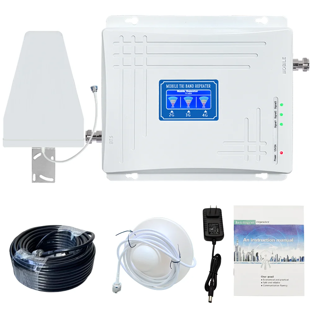 Tri Band 900 1800 2100 Mhz Mobile Signal Repeater 3G 4G Mobile Network Booster Gsm Signal Amplifier