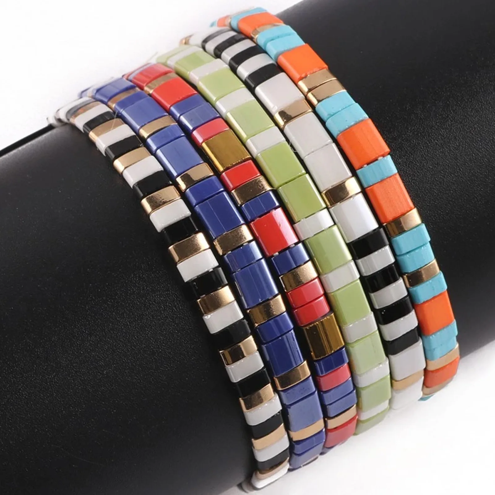 5 * 2mm Macaron electroplated double hole glass bead necklace, bracelet, lifting bead DIY block, loose bead accessory material