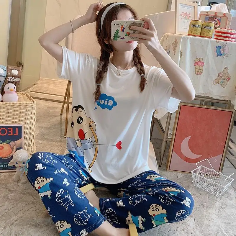  Baju Tidur летние Пижамные комплекты с коротким рукавом героями