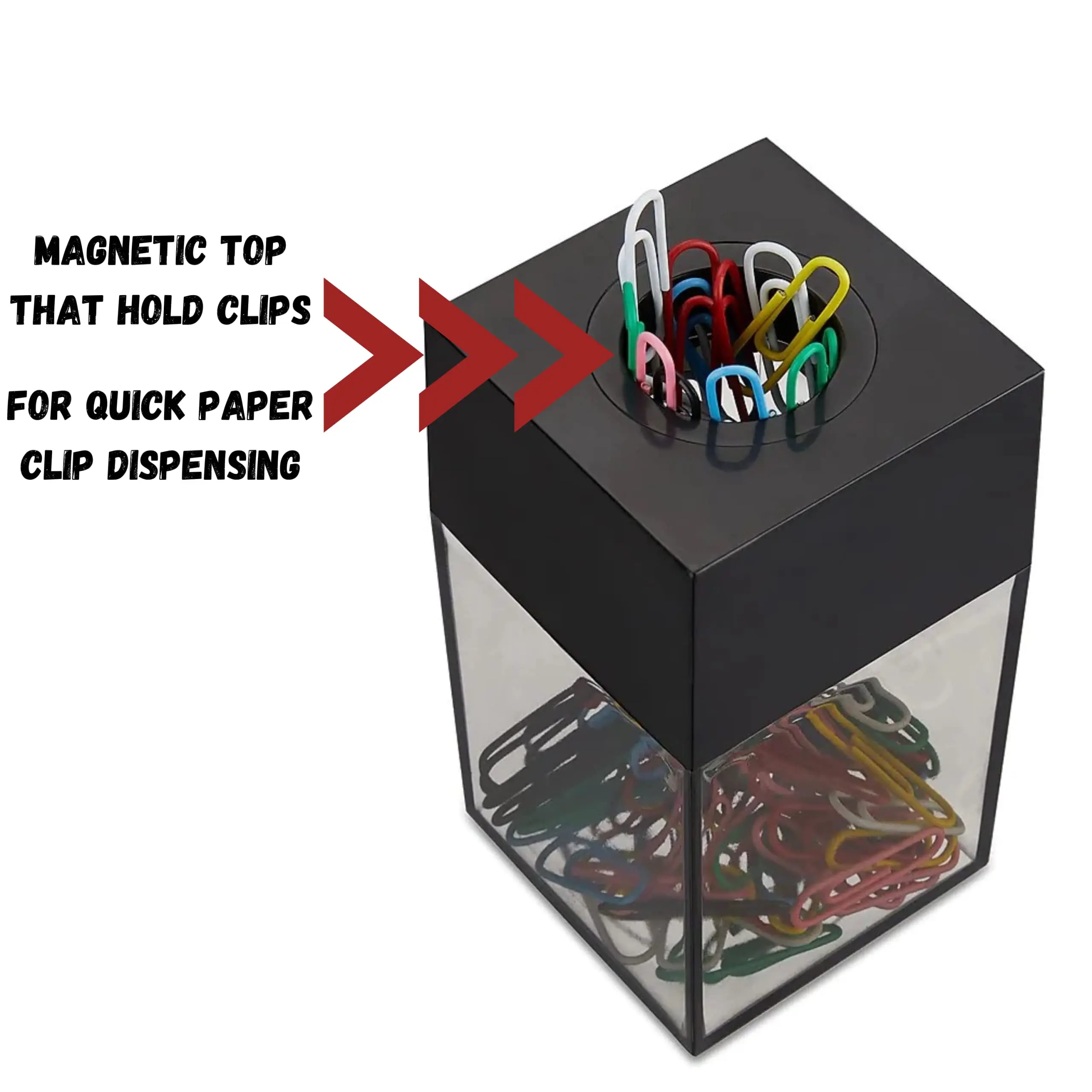 Large Capacity Square Magnetic Desk Organizer Paper Clip Dispenser and Storage Box Easy-to-Magnetize Accessory Holder