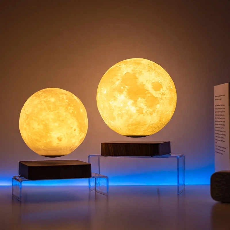 Nordic Decoration Table Lamp Office Desk Wholesale Cheap Bedroom Magnetic Levitating Floating 18CM Moon Table Room Lamp