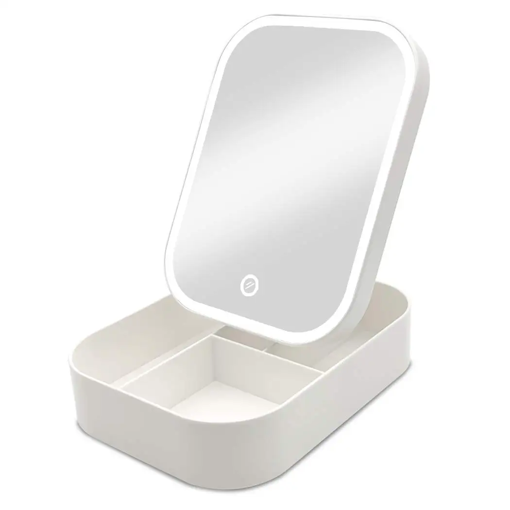 Лидер продаж, складной органайзер для макияжа C & C 2023 с коробкой для хранения для путешествий с сенсорным экраном со светодиодным освещением, зеркало для макияжа