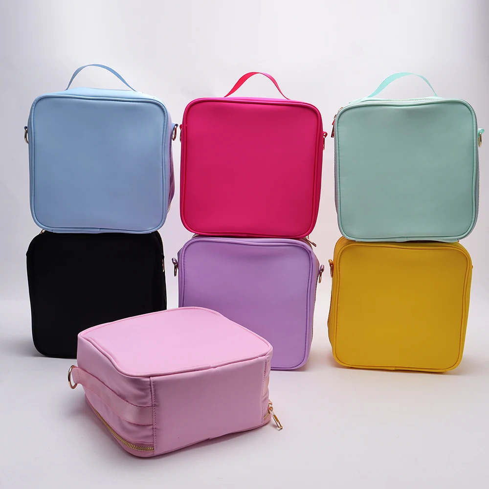 Keymay Fashion Portable Candy Color Oxford Fabric Double Deck Adult Lunch Bag Thermal Picnic Cooler Bag for Back to School