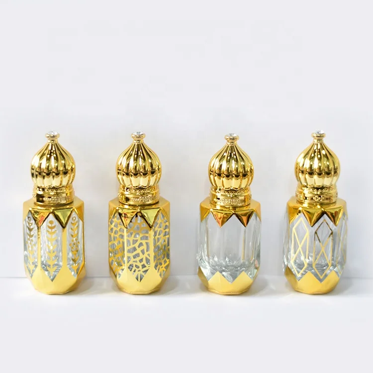 Luxury Golden  Arabian Glass Empty  Essential Oil Perfume Glass Bottles