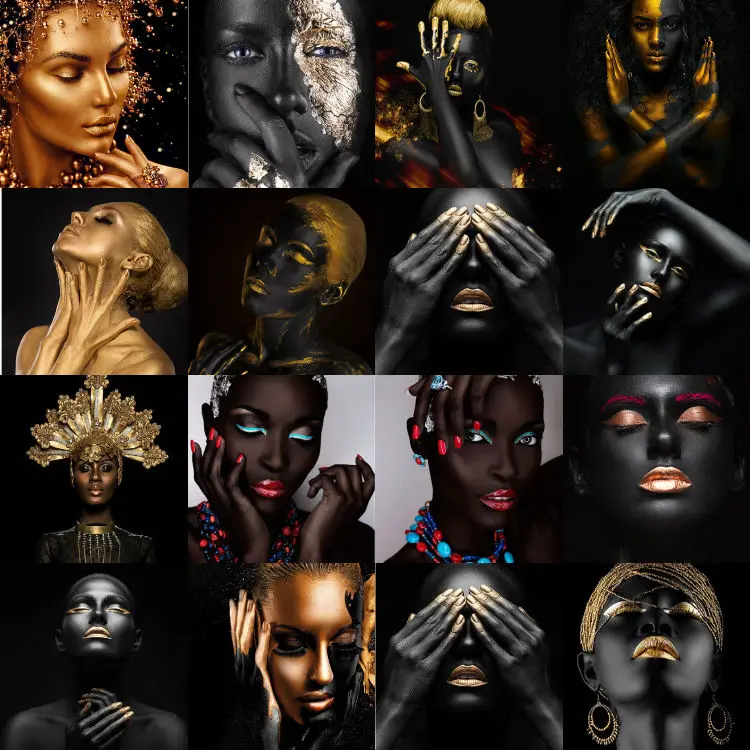 African Art Woman Oil Painting on Canvas Cuadros Posters and Prints Scandinavian Wall Picture for Living Room