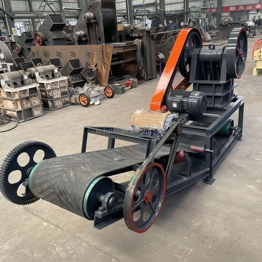 good quality 5-8 t/h gold ore crushing pe200x300 stone jaw crusher machine with conveyor belt