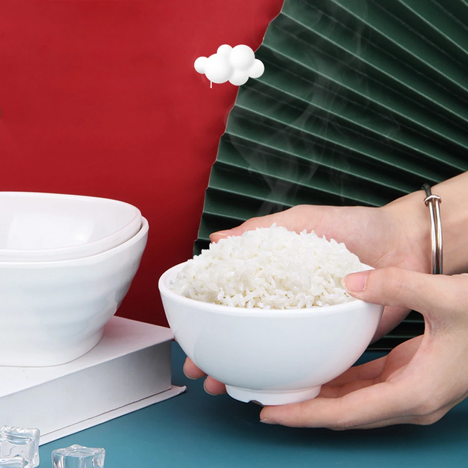 White Small Commercial Plastic Fast Food Meal Soup Bowl Hot Pot Seasoning Anti-fall Noodle Melamine Bowl
