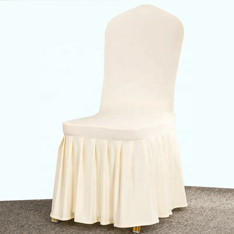 Wholesale White Ivory Spandex Chair Cover Pleated Wedding Chair Covers