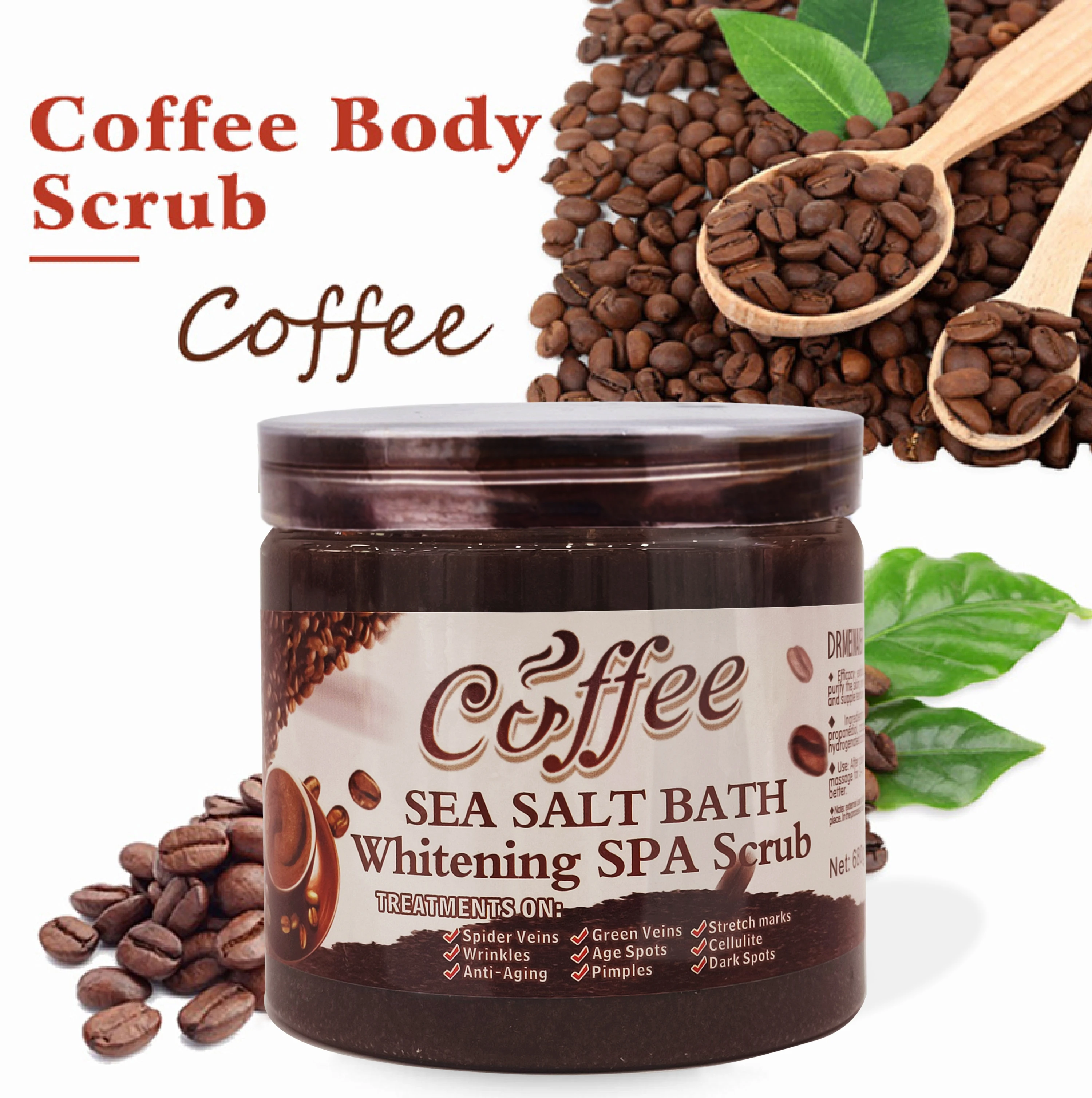Natural Coffee Scrub Bath Salt Whitening Exfoliating Anti Cellulite Organic Sea Salt For Skincare