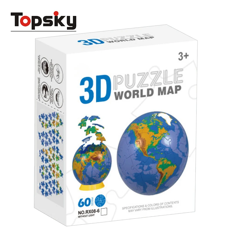 Plastic 3D World Globe Map Jigsaw Puzzle Games Early Education Assembly DIY 3D Jigsaw Model World Geography Puzzle for Kids
