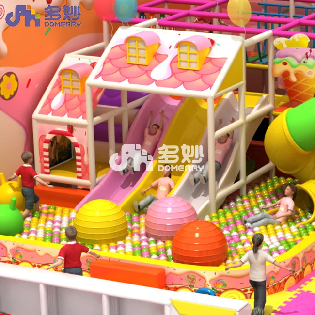 Карамельный дом мягкая игра Розовый леденец горка Йога игровые мячи крытая игровая площадка оборудование