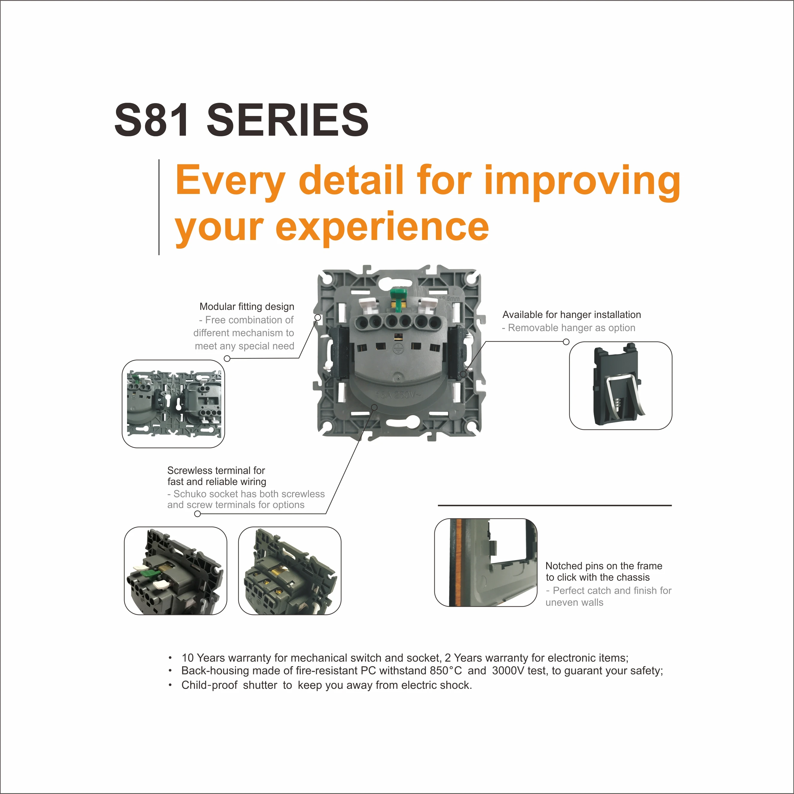 1 gang HDM Power Outlet white wall switch socket eu factory price wall socket