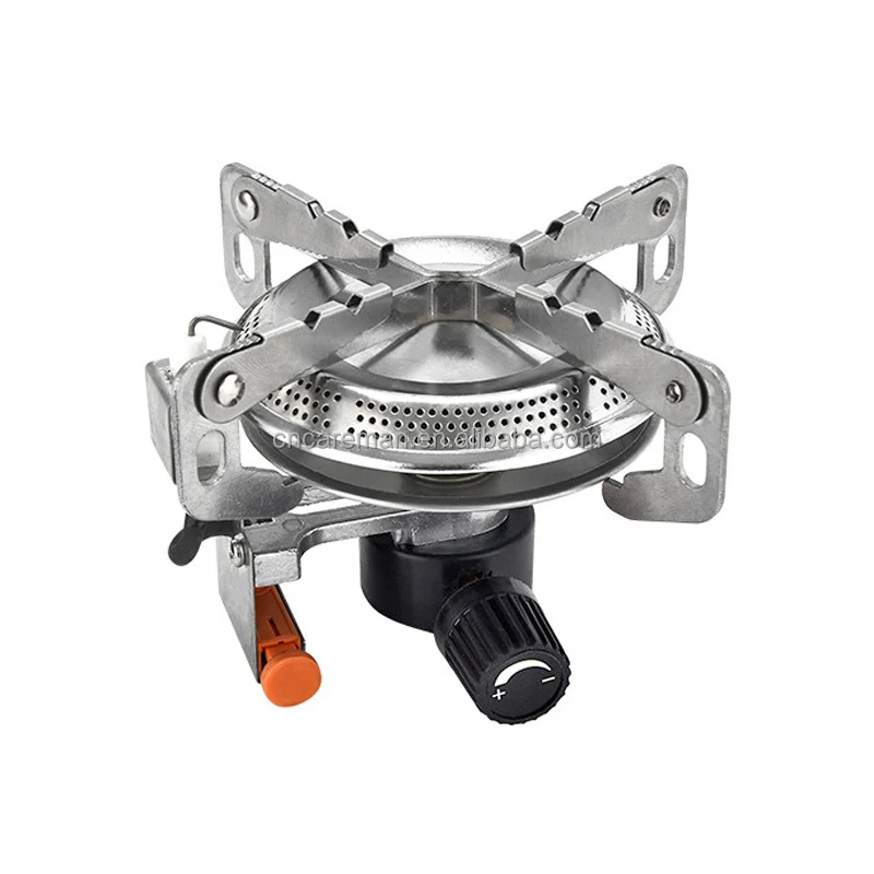 3500w Mini Integrated Camping Gas Stove, Pocket Compact Hiking Gas Burner Cooker w/Green Plastic Carry Case Big/Large Fire Plate