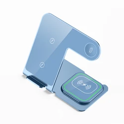 High quality whole Alloy 3 in 1 wireless  charger  desktop 15W fast wireless charging stand