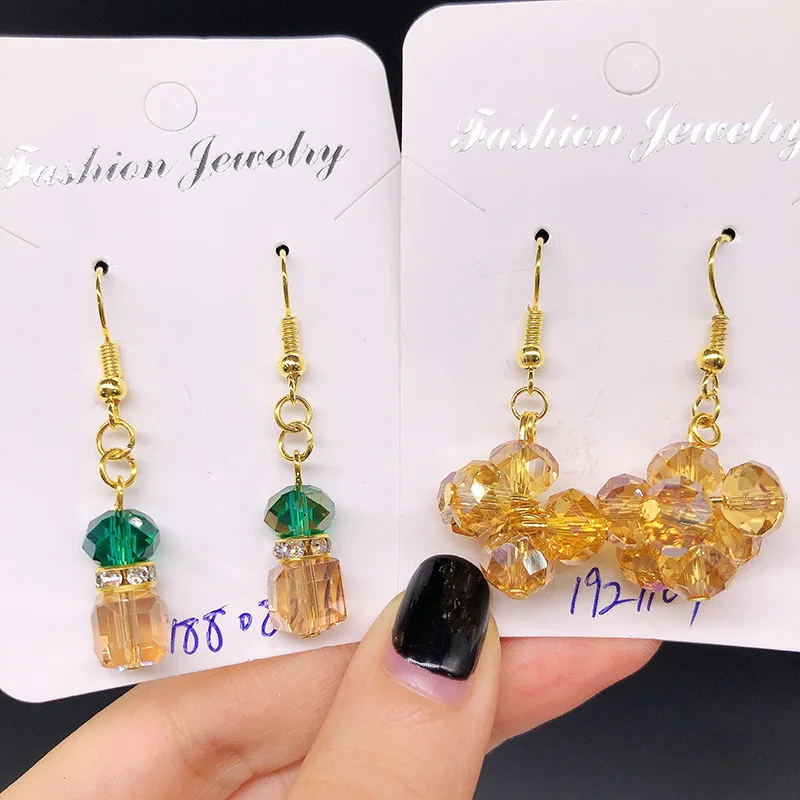 Aug jewelry earrings mixed wholesale personality celebrity style long color crystal handmade earrings bulk cheap ladies earrings