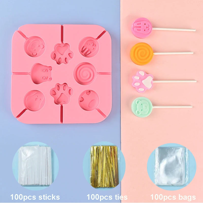 Silicone Lollipop Mold For Making Lollipop Chocolate Candy Cookie with Lollipop Stick