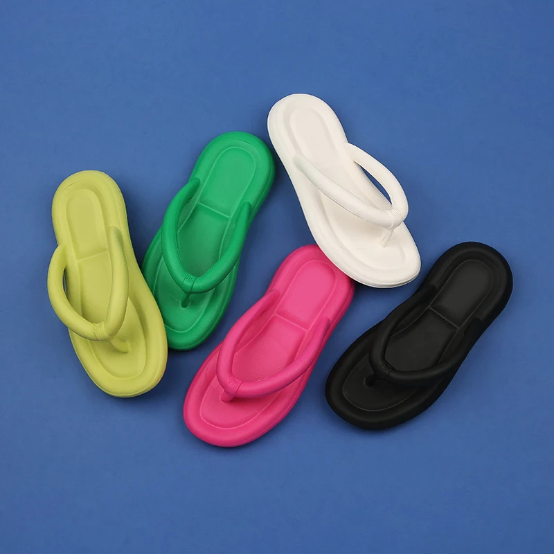 Fashion Female Flip-flops Slippers Women EVA Flat Sandals Flip Flops Factory Wholesale Summer Cotton Fabric Summer PVC 2 Pairs