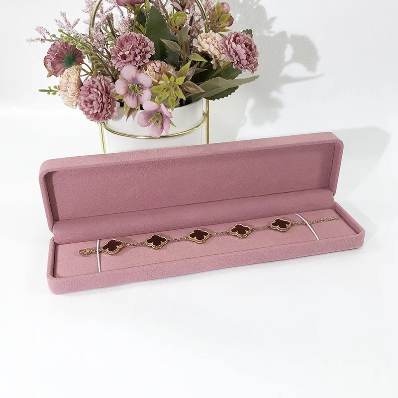 OEM Wholesale Price Velvet Jewelry Box Packaging Pink Ring Earring Chain Necklace Gift Box Hot Stamping Logo Velvet Jewelry Box