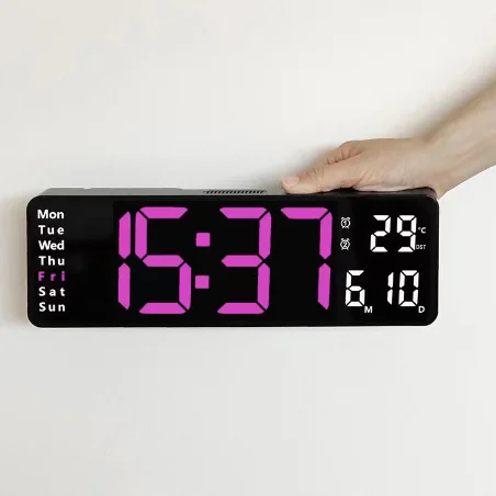 13-дюймовые минималистичные сидящие и подвесные двухцелевые часы для гостиной, электронные часы с большим шрифтом, несколько наборов будильника