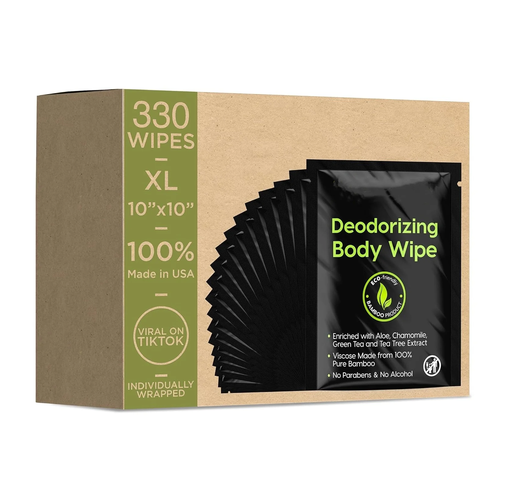 Individually Wrapped Natural Organic Bamboo Wipes 100% Biodegradable Body Wipes