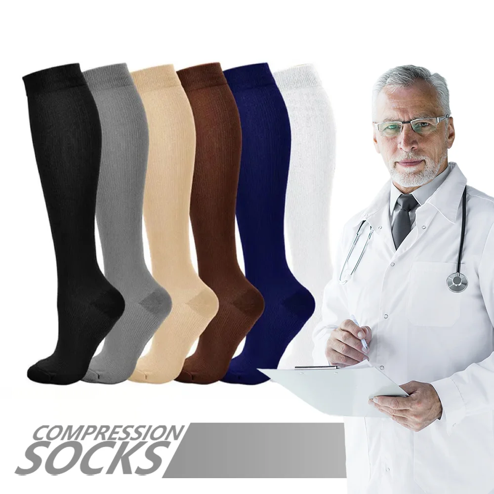 Factory Sale Custom Polyester Sport Compression Sock 15-21mmHg Compression Socks Varicose Veins Stockings