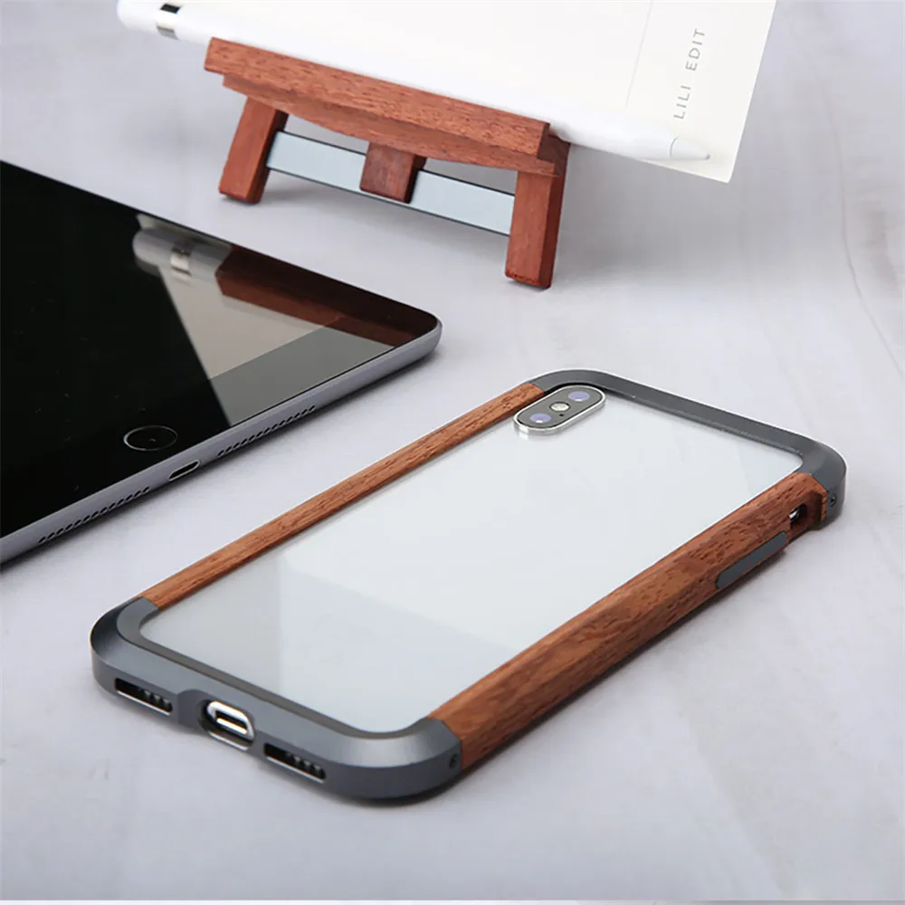 Ultra-Thin Aluminum Wood Metal Aluminum Bumper Case For iPhone