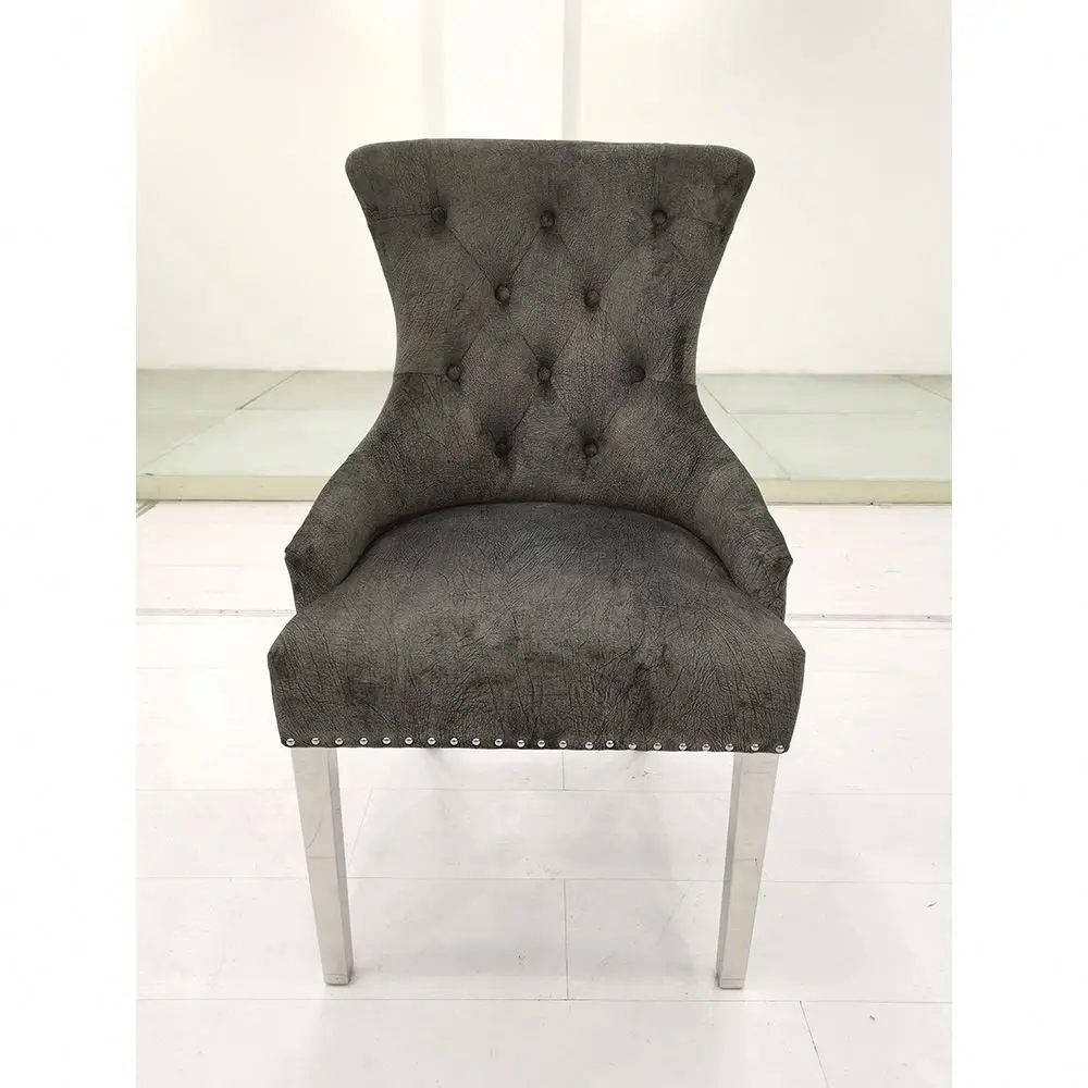 European Modern Dining Room Furniture burst crack Stainless Steel Silver Feet Dining Chair