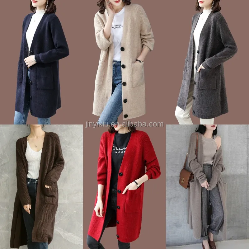 Hot high quality Autumn/Winter Korean oversized striped MIDI Cardigan loose knit coat Long cardigan sweater