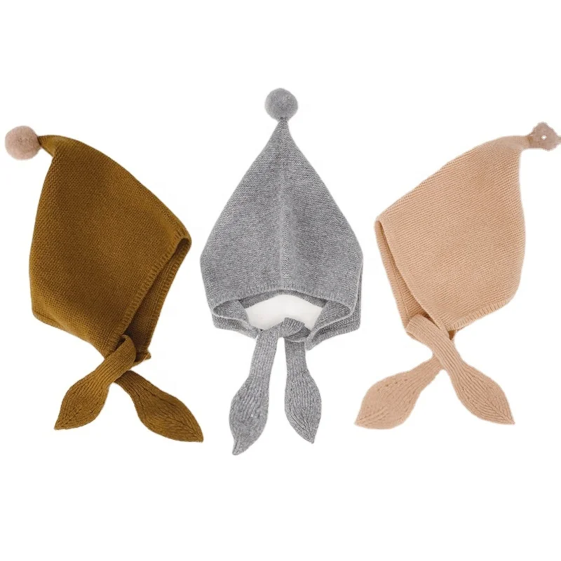 Direct Factory Baby Kids Girls Boys Toddler Knitted Pure Cashmere Pompon Beanie Hat With Drawstring