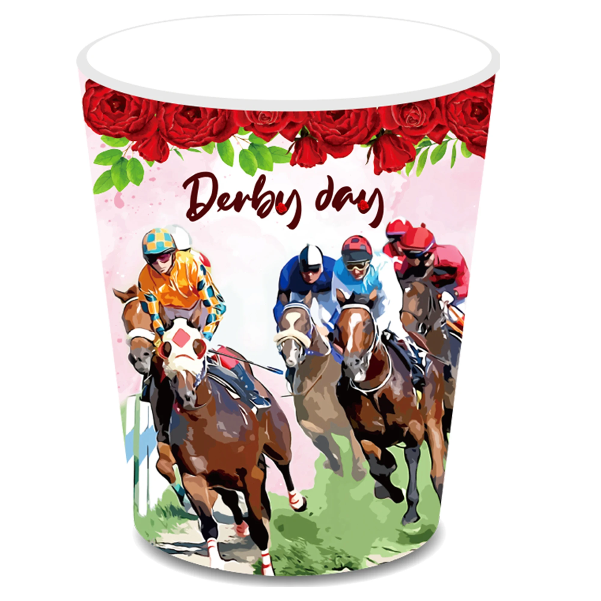 Huancai Derby Day Party Supplies Run For The Roses Paper Plates Cups Napkins Disposable Tableware Set for Horse Race Party Decor