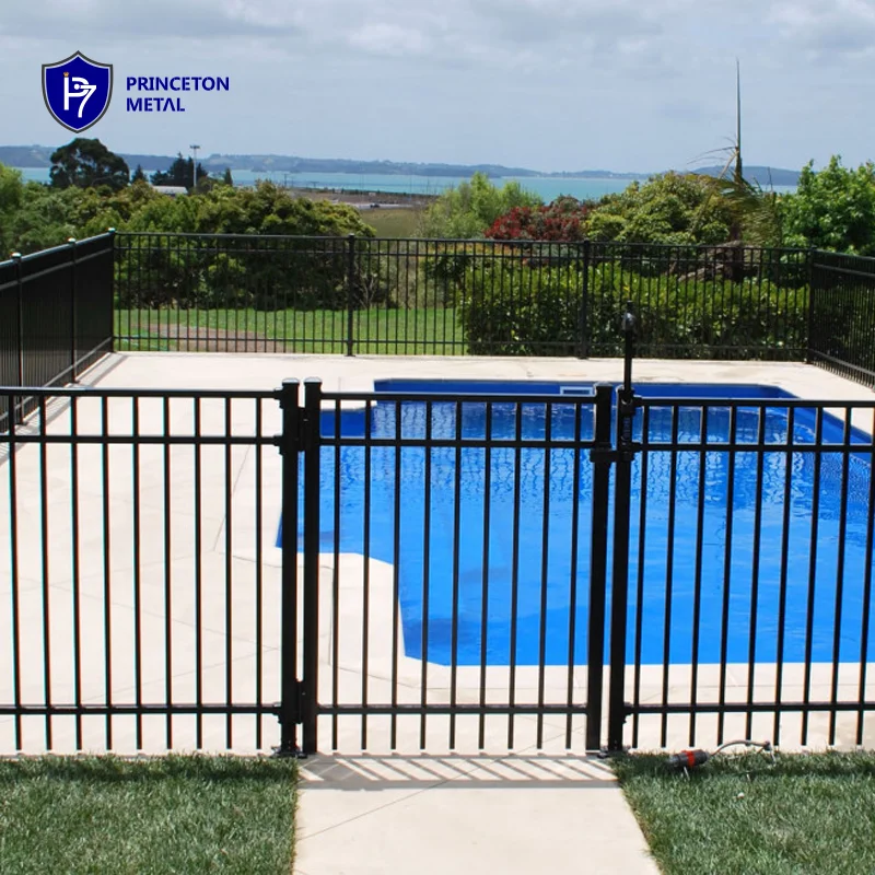 Black tubular Aluminum Spaced Picket Classic Spear Top Flat-top Decorative fence entry Gate for Los Angeles