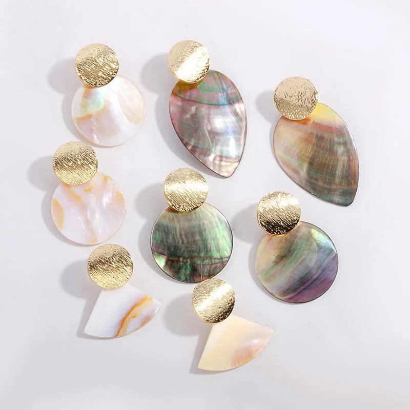 Natural Geometric Mother Of Pearl Beach Seaside Starfish Shell Earrings Jewelry For Women Girls