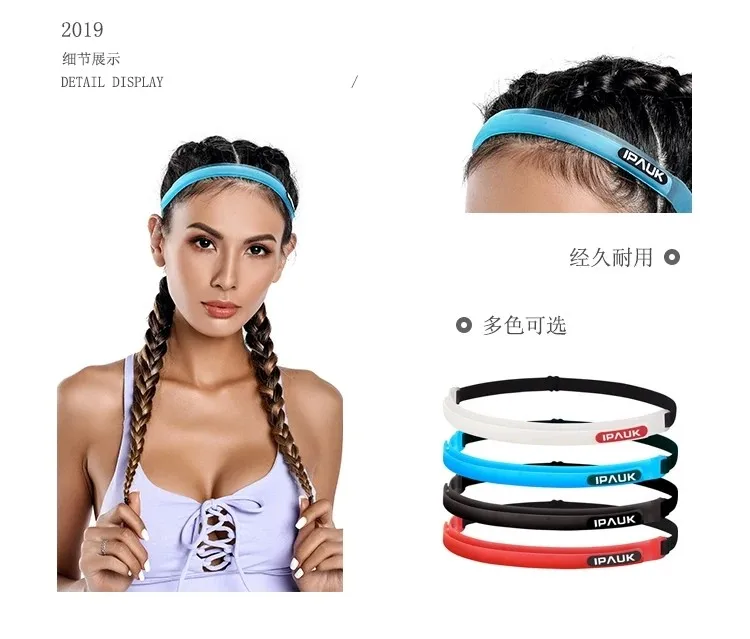 Эластичная Регулируемая силиконовая повязка на голову, спортивная повязка на голову для велоспорта, бега, однотонная красная, синяя, черная, белая повязка на голову