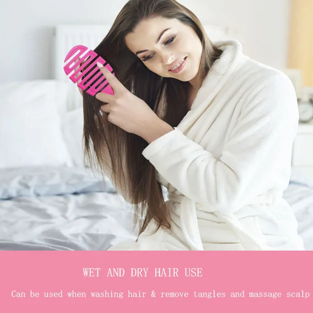 Customized Plastic Scalp Massage Curved Vented Detangling Brush Wave  Detangle Massage HairBrush