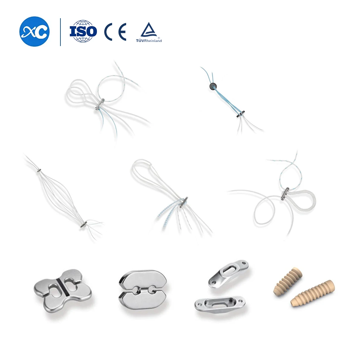 Cruciate Ligament Reconstruction Buckle Loop Plate Uhmwpe Surgical Suture With Titanium Endobutton For Joint Arthroscopy