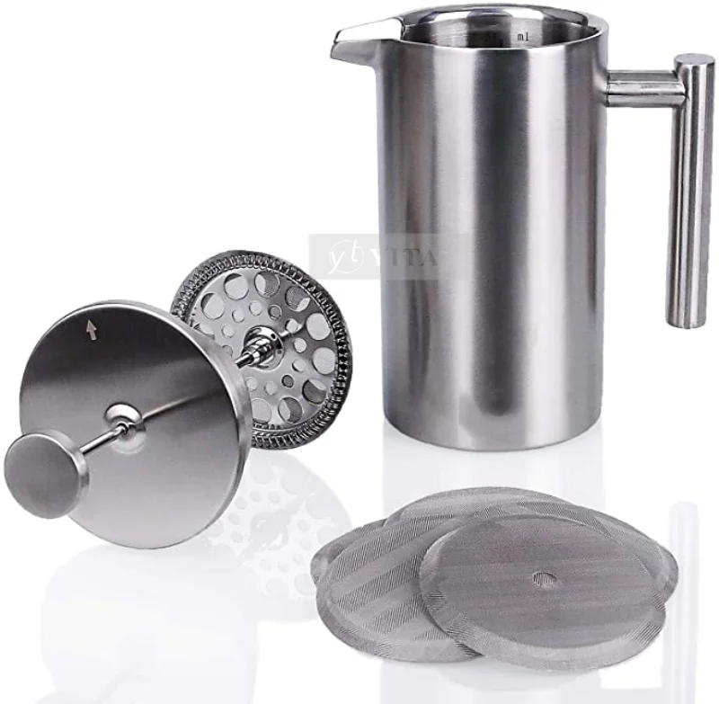 Hot Commodity Stainless Steel Matt Satin Finished Hot Sell Double Wall French Coffee Press