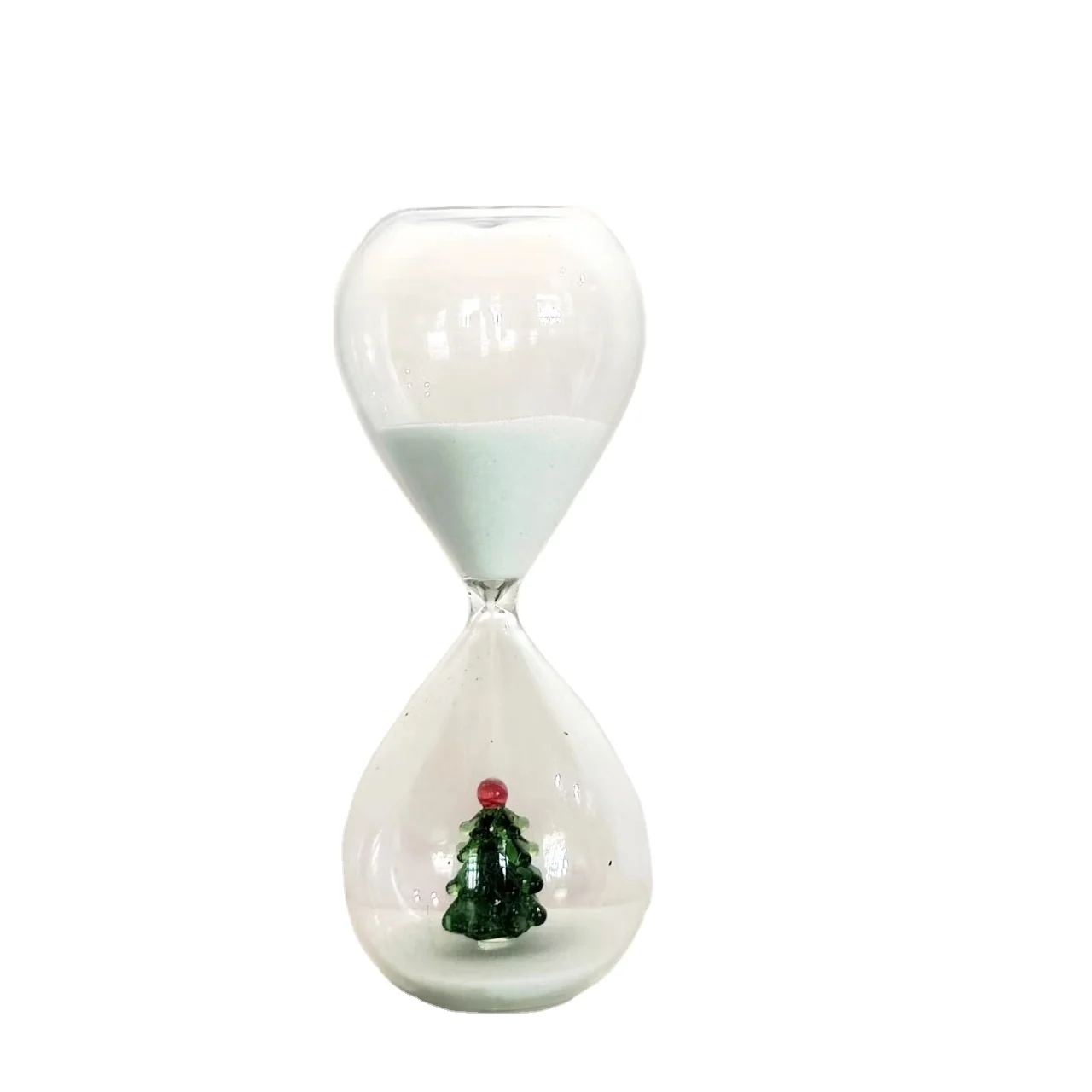 Wholesale 5 Minutes Hourglass With 3D Christmas Tree Sand Timer Hand Blown Creative Sand Clock Tabletop Decoration