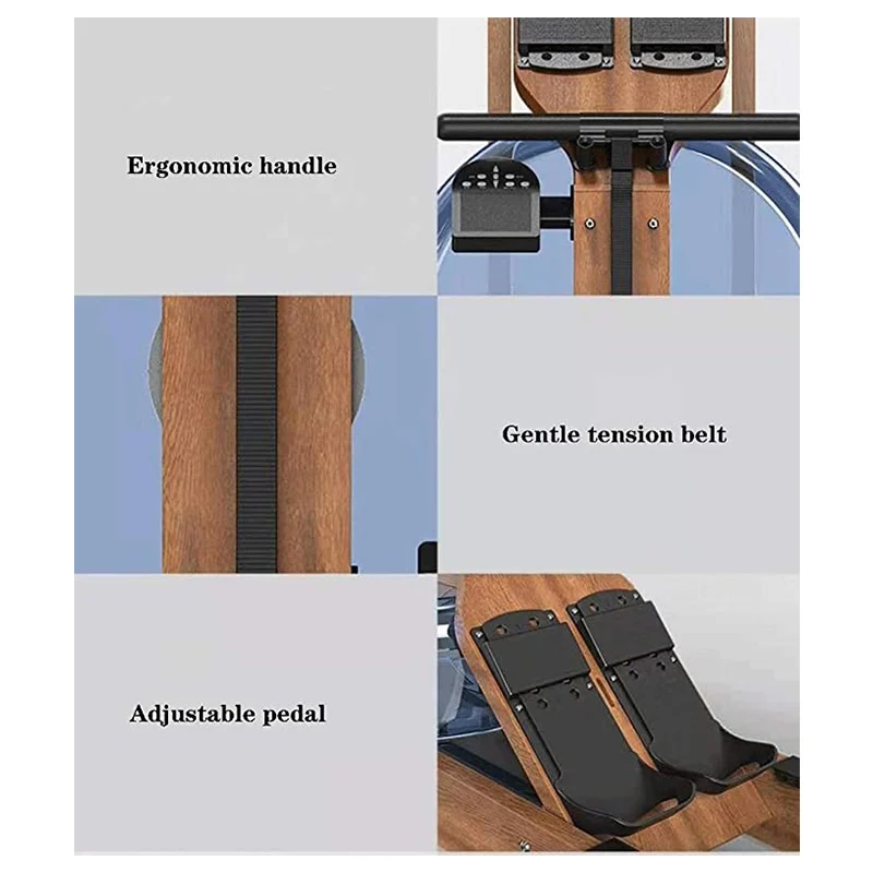 
Gym Cardio Fitness Trainer Wood Frame Water Resistance rower Foldable Rowing Machine 