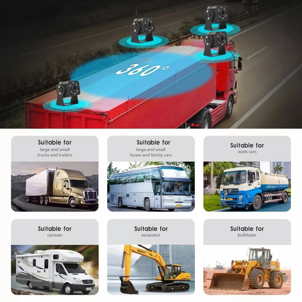 10.1 inch AHD display 4 cameras with dash cam function and BSD function for Trucks