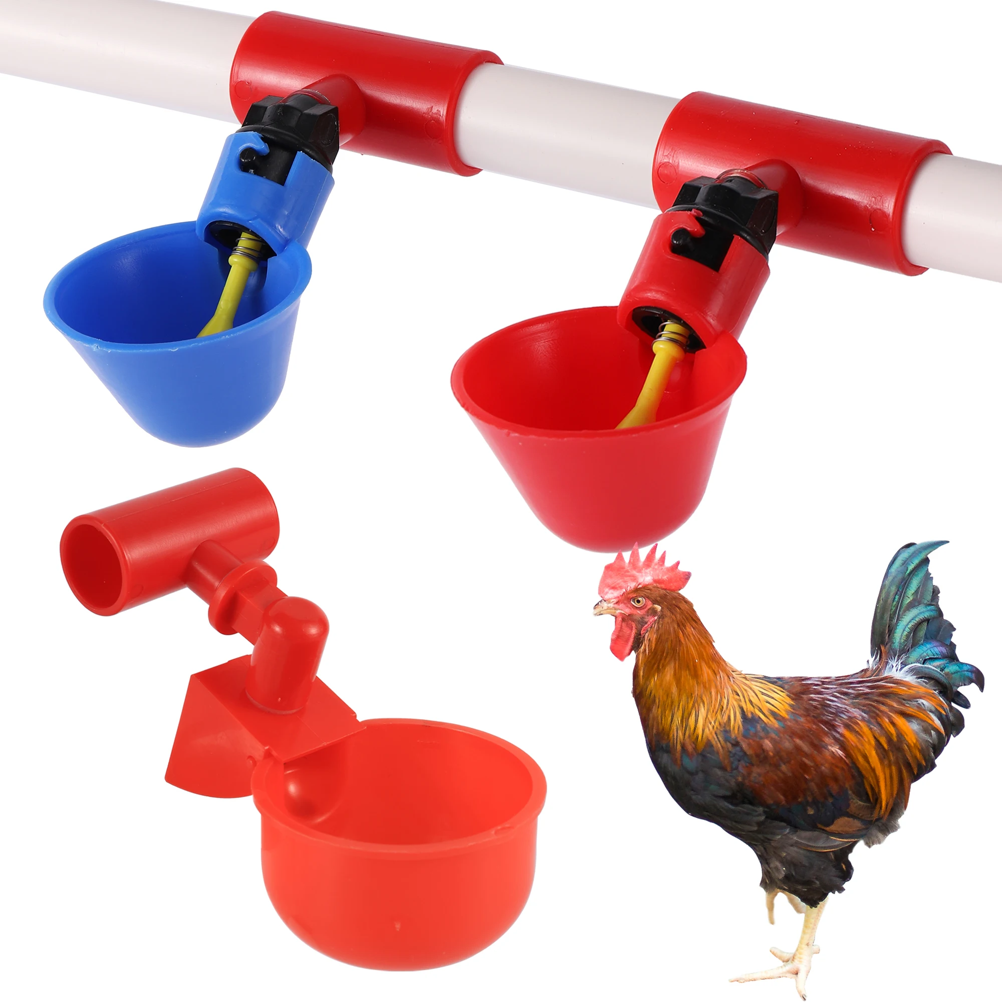 Chicken Water Cup Automatic Drinker for Chickens Thread Filling Waterer Poultry Drinking Bowl for Chicken Quail Bird Cage