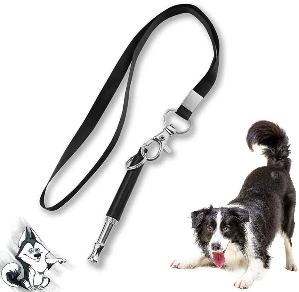 Dog Whistle Free Lanyard for Dog Recall Repel Training Adjustable Frequencies Ultraso Stainless Steel Dog Training Whistle