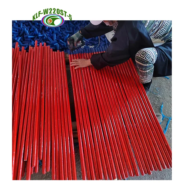 120 cm by 2.2 cm red yellow blue green base color black  lines pvc coated wooden broom mop brush handles sticks