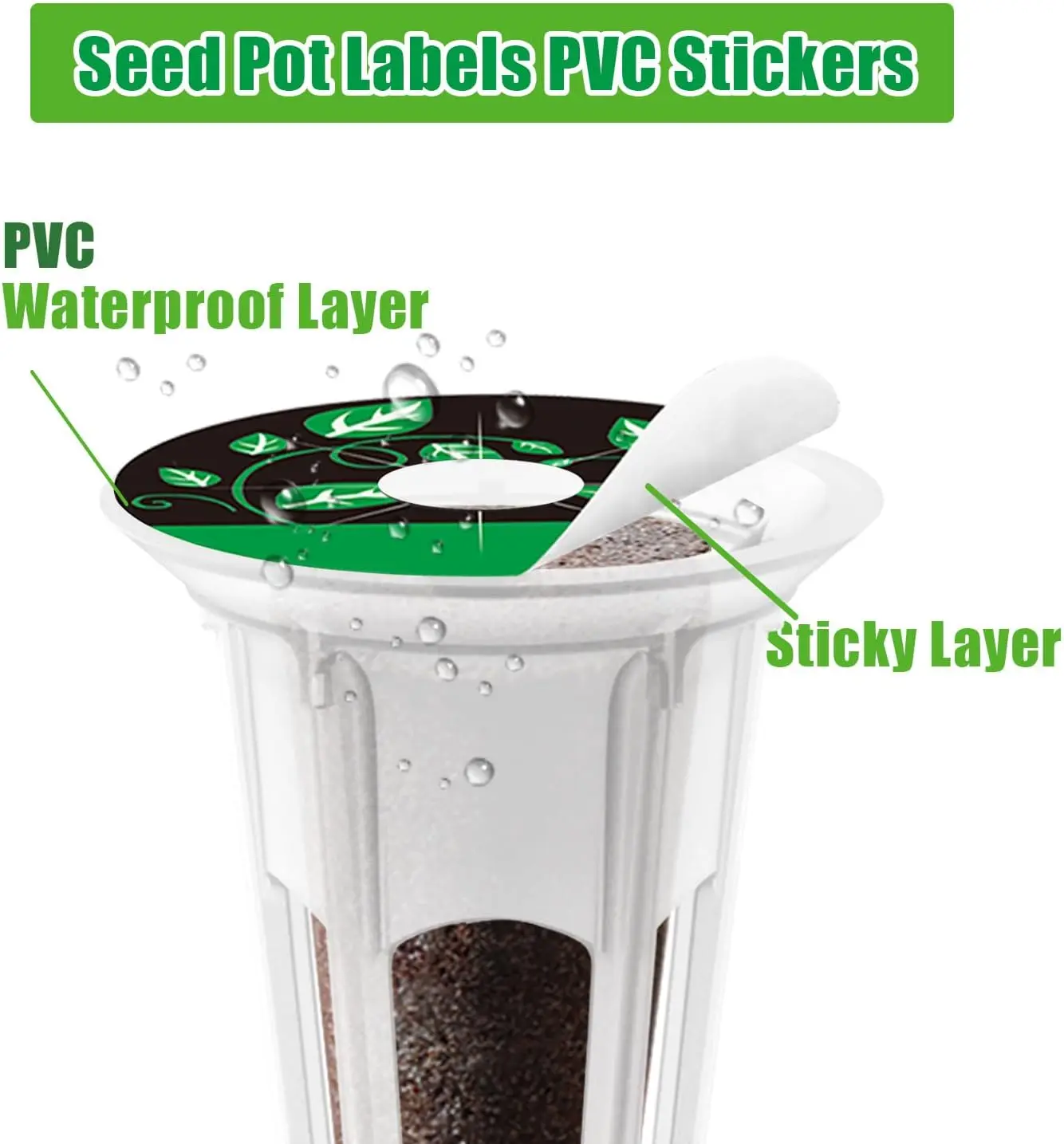 PVC Seed Pot Labels Sticker Peel and Stick Hydroponic Garden Label Plant Grow Basket Label for Plant Enthusiasts Aerogarden