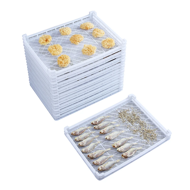 Manufacture 600x800x75mm cheap price hdpe food grade stackable drying plastic tray for drying seafood/fruits/vegetables